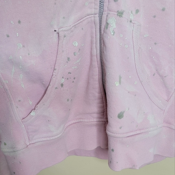 Y2K Grail | Distressed Splatter Zip Front Hoodie Sweatshirt with Skull on Back - Picture 3 of 11